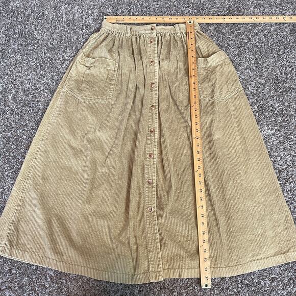 Eddie Bauer Maxi Skirt Size 14 Tan Khaki Corduroy Button A Line Vintage 90s Y2K - Picture 12 of 13